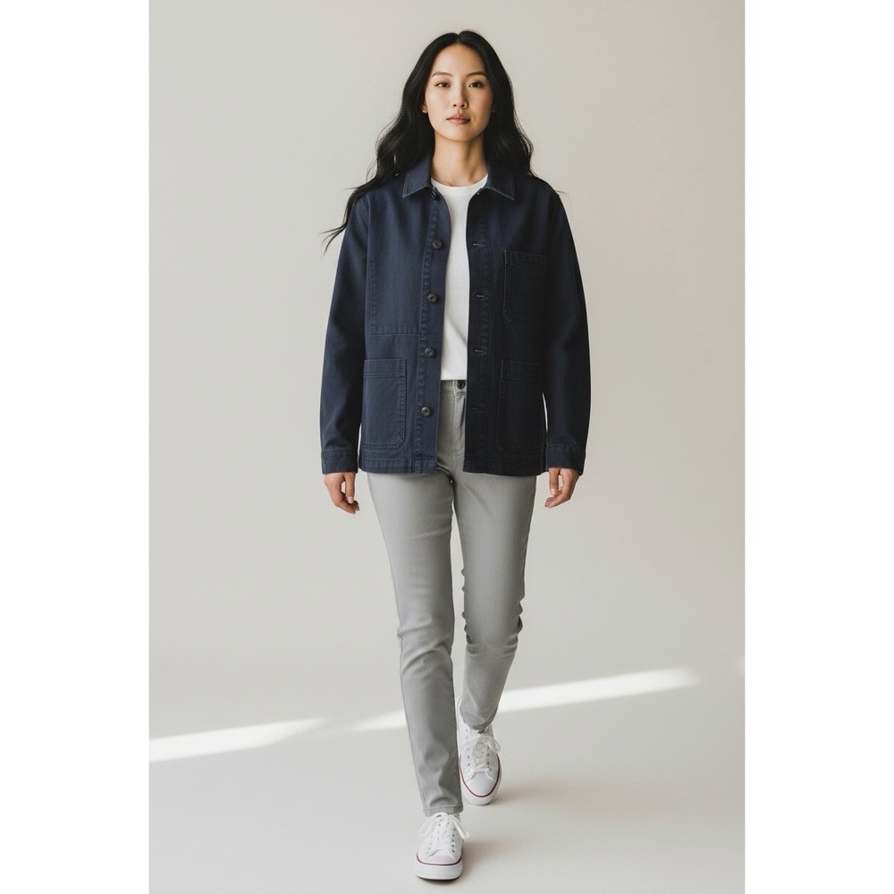 Everlane Womens Medium The Canvas 100% Cotton Navy Blue Chore Jacket